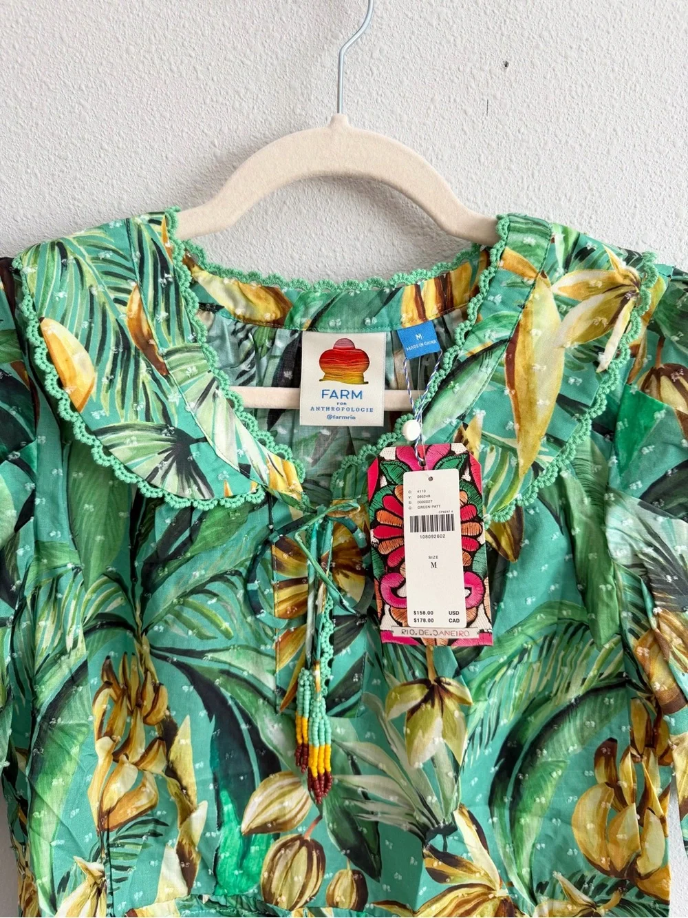 NWT Farm Rio Puff Sleeve Babydoll Blouse Medium